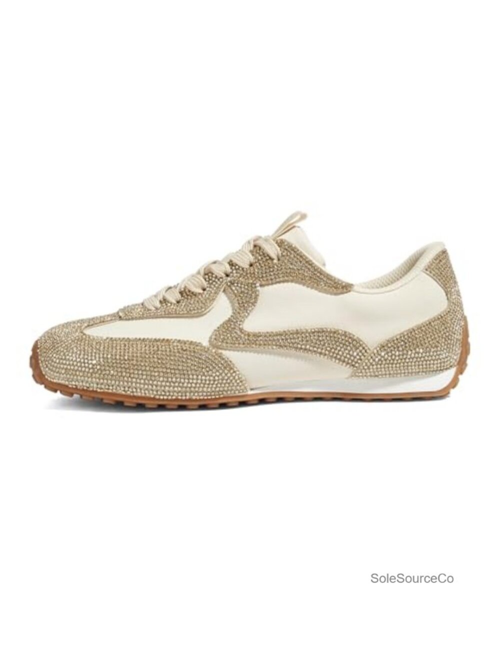 Women's Rhinestone Fashion Sneakers Lace-Up Casual Mesh Lined Comfort Shoes